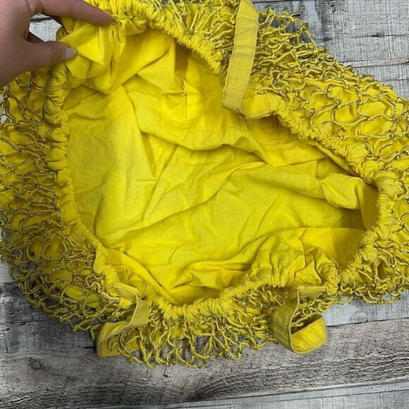 Vintage Jeffrey Lawrence for Lawrence Bentley Yellow Metallic Fishnet Hobo Bag - Picture 3 of 10